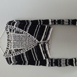 Free People Black and White Patterned Sweater
